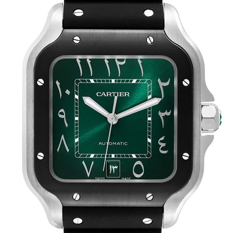 cartier santos green dial arabic|cartier santos wssa0055.